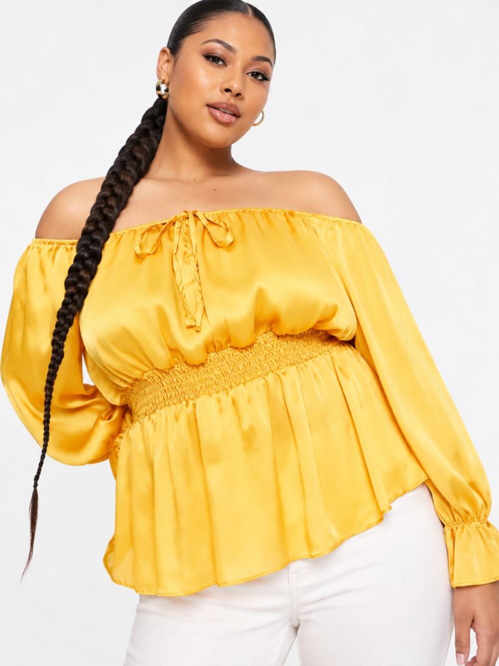 River Island Gold Hammered Satin Bardot Off Shoulder Blouse Size 20 NWOT